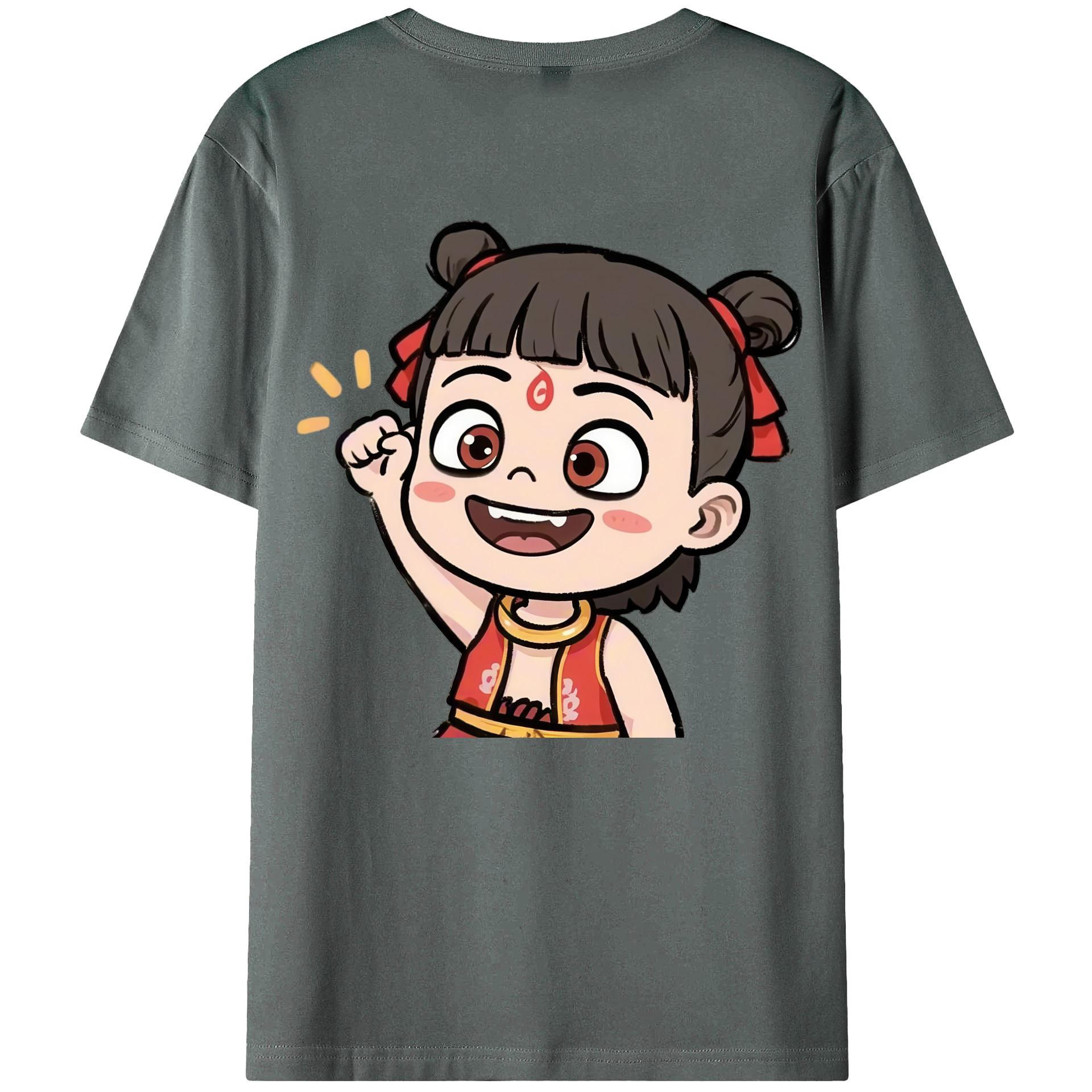 （画像用） Ne Zha 2 ナタ 魔童の大暴れ 綿100％ メンズ半袖Tシャツ（バックプリント） 通気性